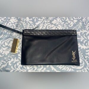 YSL Beauty Black Clutch with Gold Logo